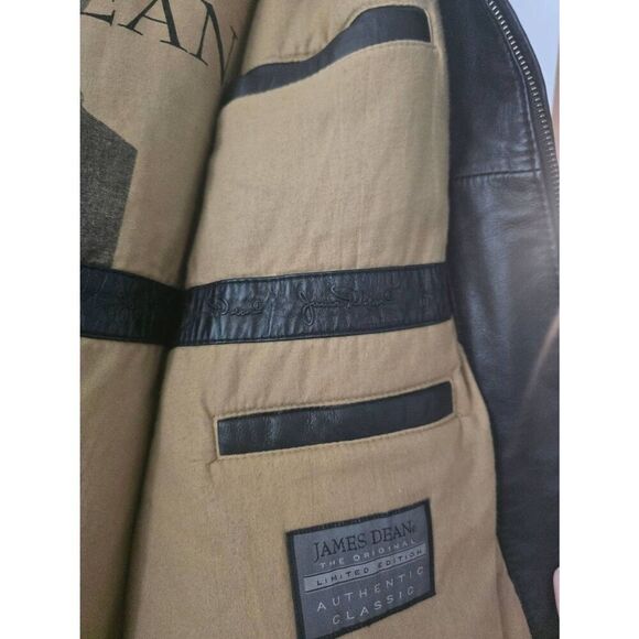 Mens Vintage Original Authentic Classic James Dean Black Leather Jacket Size XXL - Picture 3 of 10